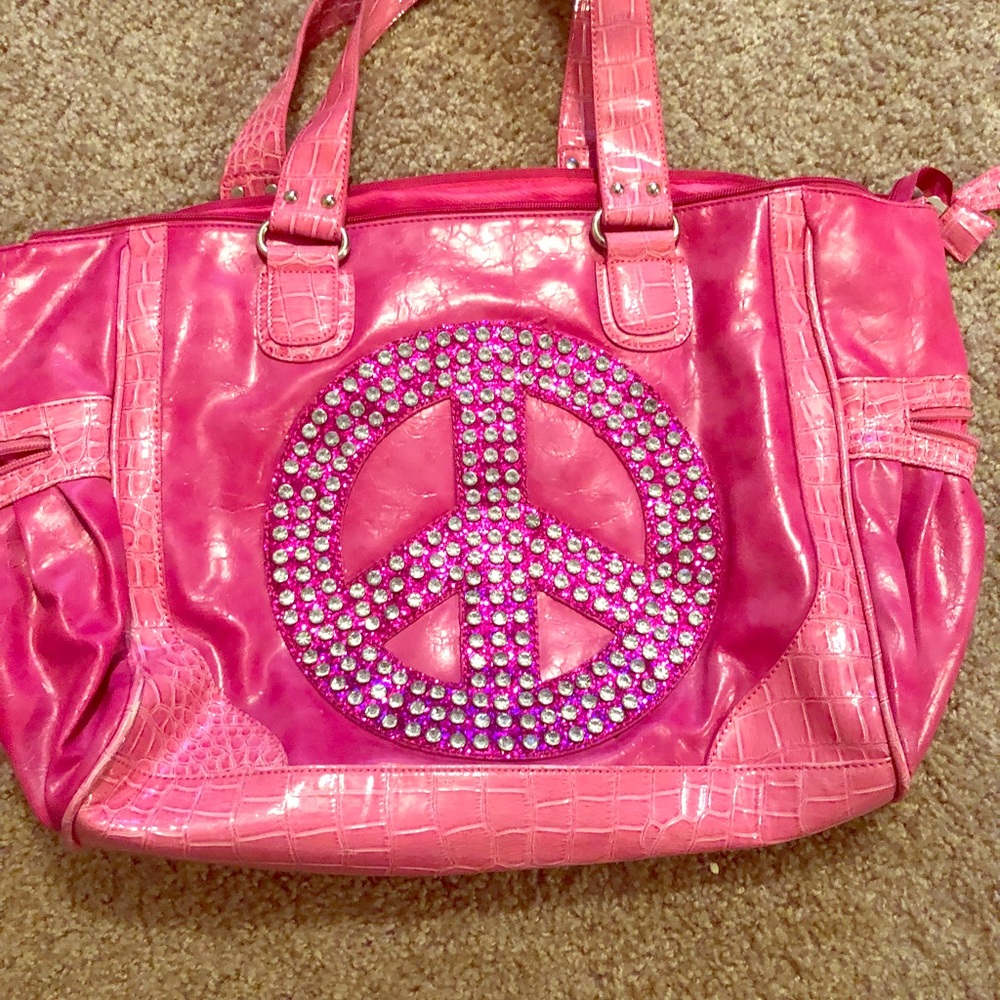 Pink Studded Tote Bag